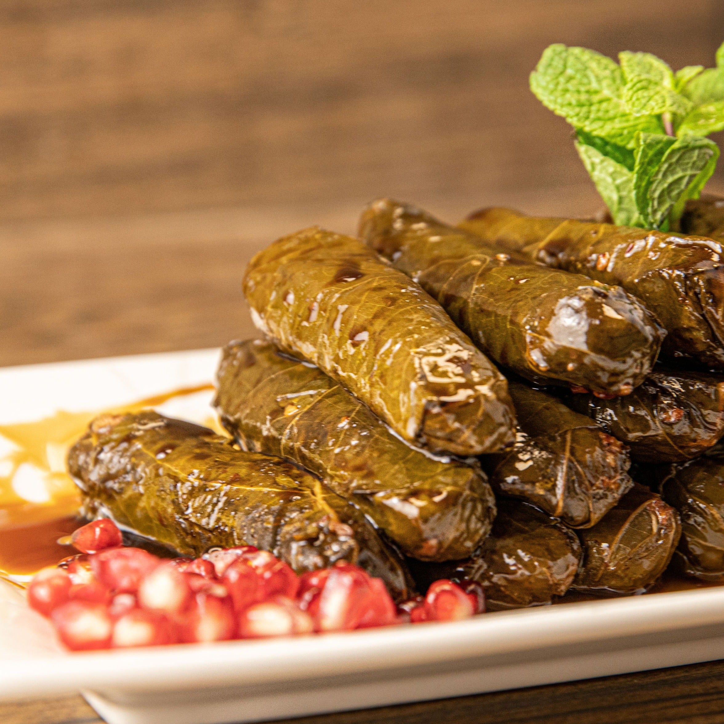 Vine leaves with oil